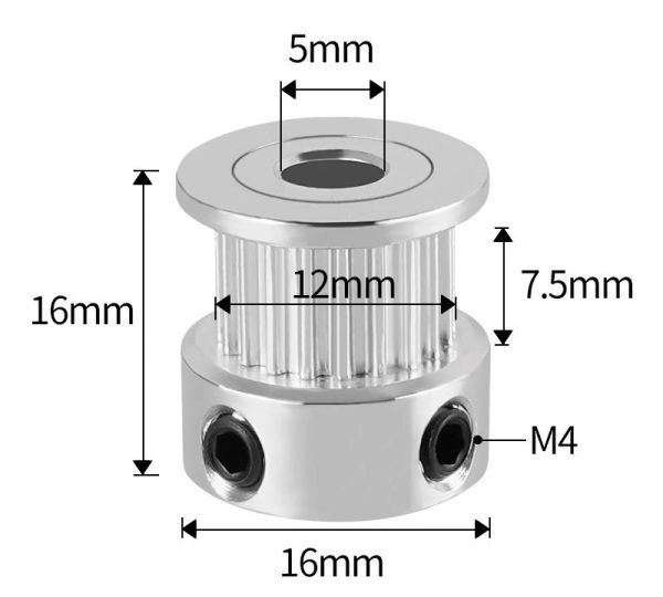 タイミングプーリー 3Dプリンター GT2同期ホイール 20歯 内径5mm 高16mm ベルト幅6mm_画像1