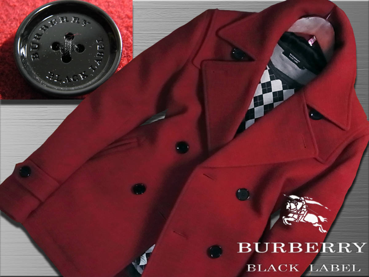 BURBERRY BLACK LABEL Pコート赤Mサイズ-