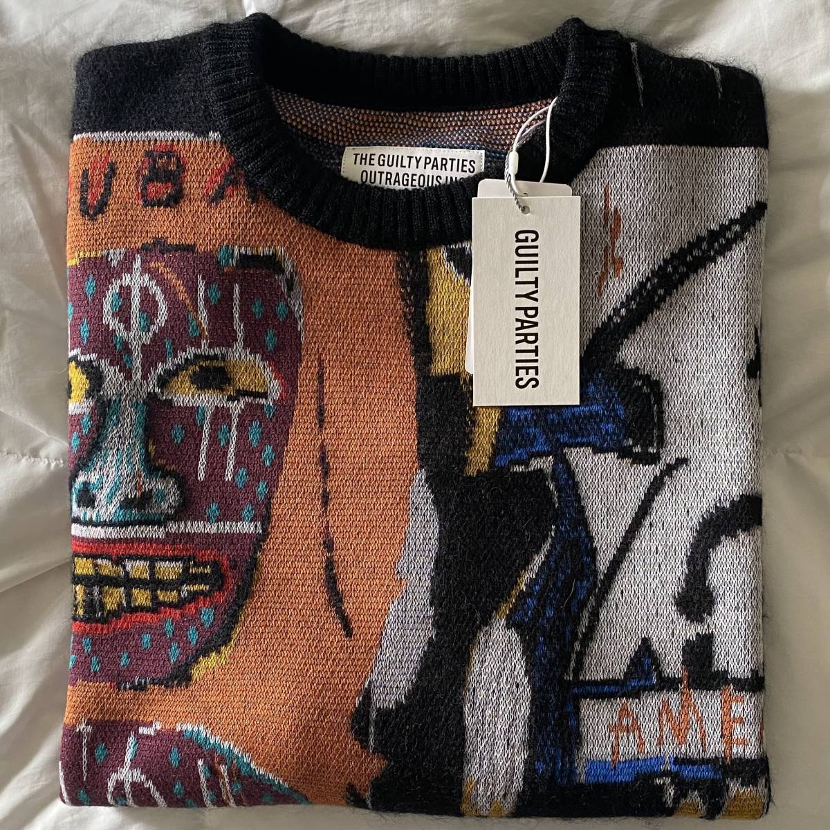 22AW 新品 XL 定価51700円 WACKO MARIA ワコマリア JEAN-MICHEL BASQUIAT バスキア ニット_画像1