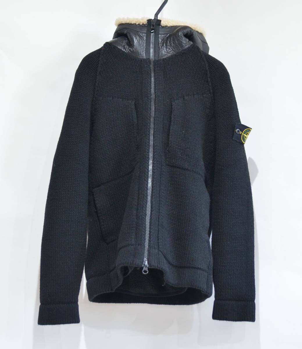 定価27.5万 STONE ISLAND ストーンアイランド PRESIDENT'S KNIT プリマロフト ライナー ムートン フード ニット ジャケット Y-321201_画像1