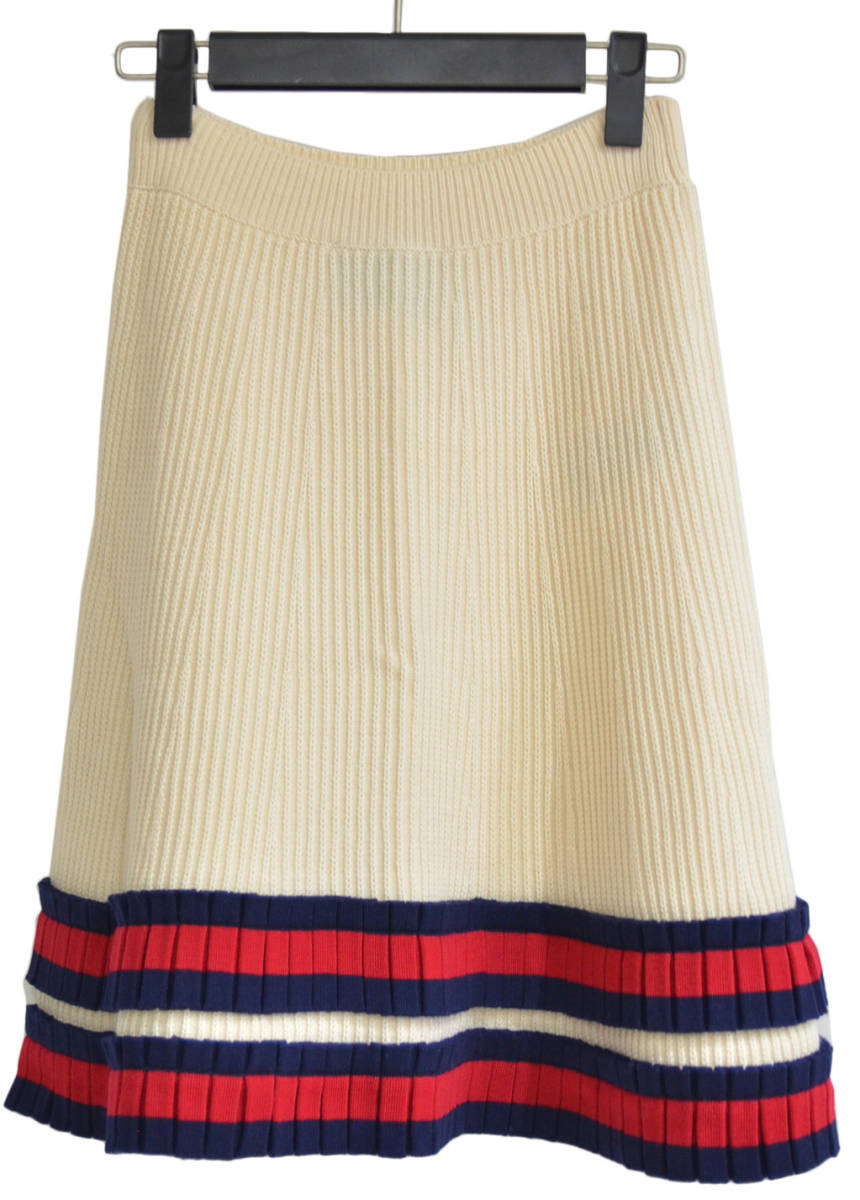 17AW GUCCI Gucci knitted wool pleated skirt Y-237590