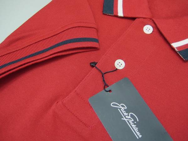 1.3万 新品 ジャックニクラウス Jack Nicklaus メンズ L ポロシャツ 半袖 日本製 レッド 送料無料_画像2