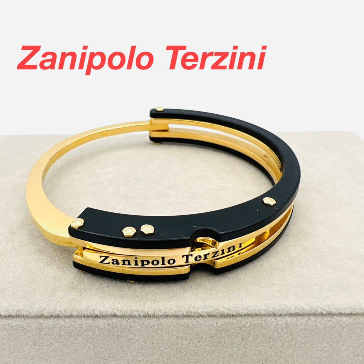 Zanipolo Terzini ザニポロタルツィーニ バングル ゴールド×ブラックカラー 手錠モチーフ