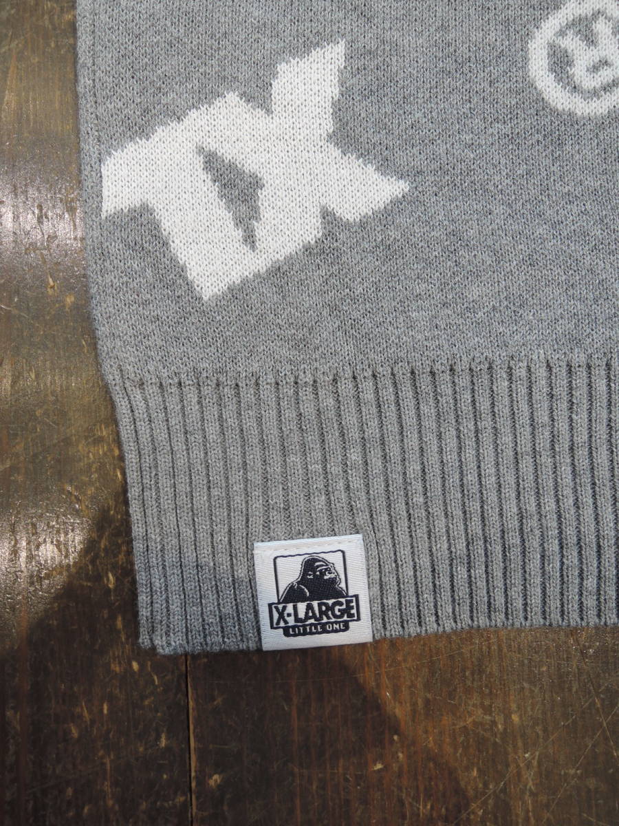 X-LARGE XLarge XLARGE Kids Logo total pattern ja card knitted ash 130 newest popular commodity price cut! including carriage 