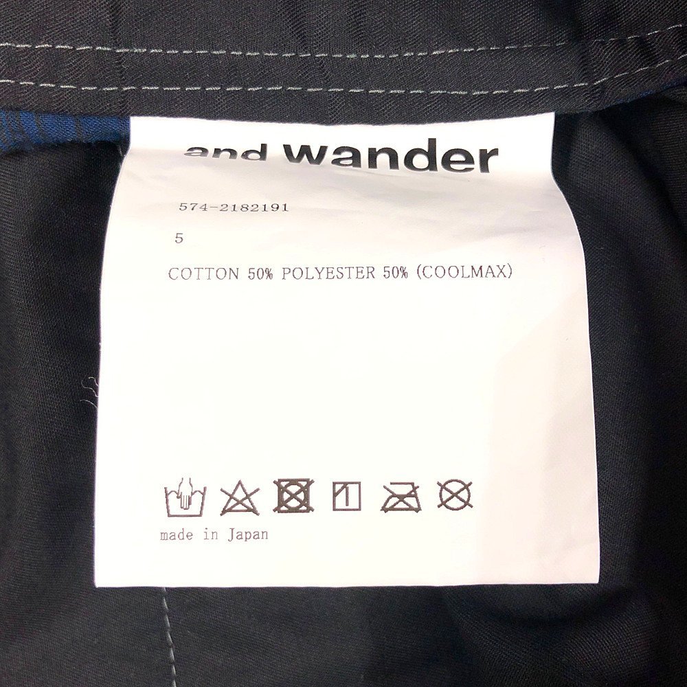 AND WANDER アンドワンダー COOL MAX チェック イージーショーツ 青黒系チェック サイズ5 正規品 / B4120_画像6