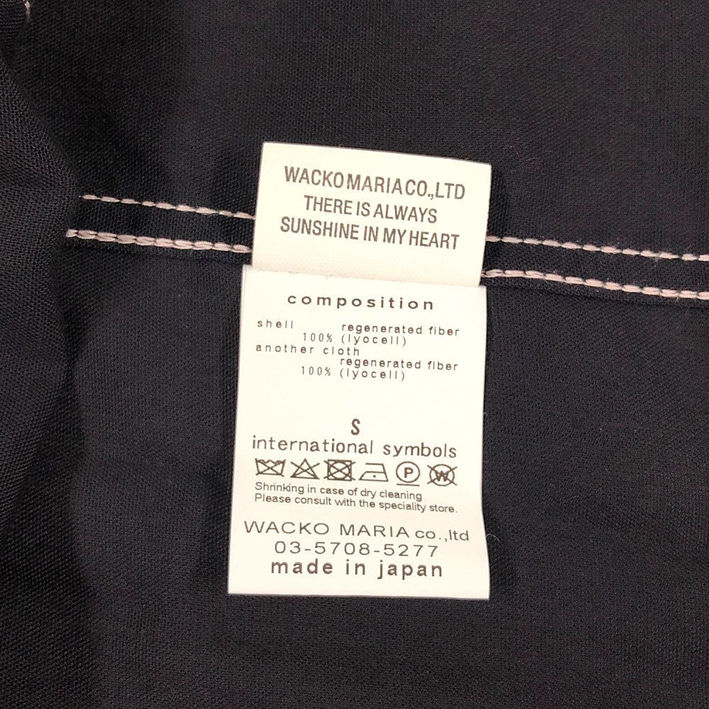 WACKO MARIA ワコマリア 22SS THREE-TONE 50s SHIRT オープン 半袖シャツ 黒×ライトブルー サイズS 正規品 / 31675_画像6