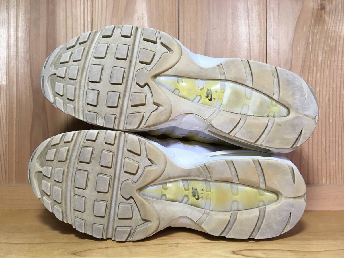 ★ナイキ NIKE エアマックス AIR MAX 95 白×黄×紺 2018年製 27.5cm Used ハイテク スニーカー_画像2