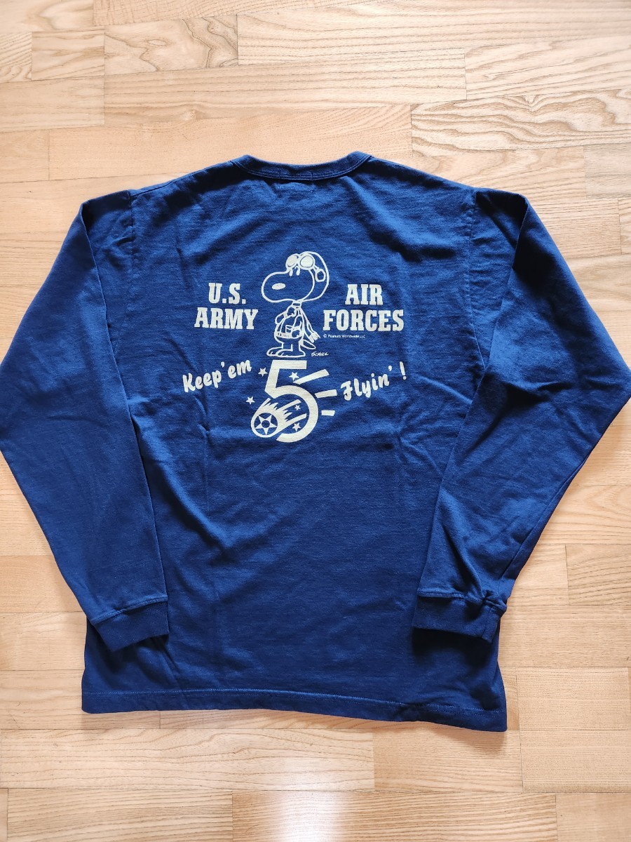 新作　送料込★東洋　BuzzRickson's ×PEANUTS バズリクソンズ　BR69277 長袖Tシャツ U.S.ARMY AIR FORCES スヌーピー ネイビー　L　_画像2