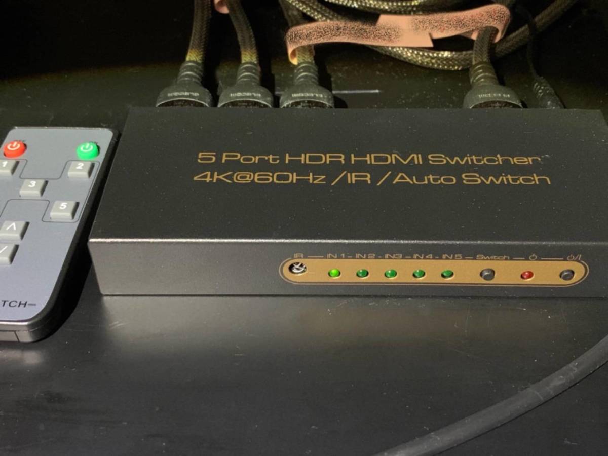 2022人気No.1の HDMI入力切替器 5入力1出力 リモコン付き ディスプレイ