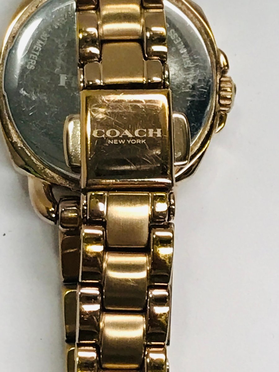 qow.YU401　コーチ　COACH　レディース腕時計　ラインストーンベゼル　ゴールド色　クォーツ_画像5