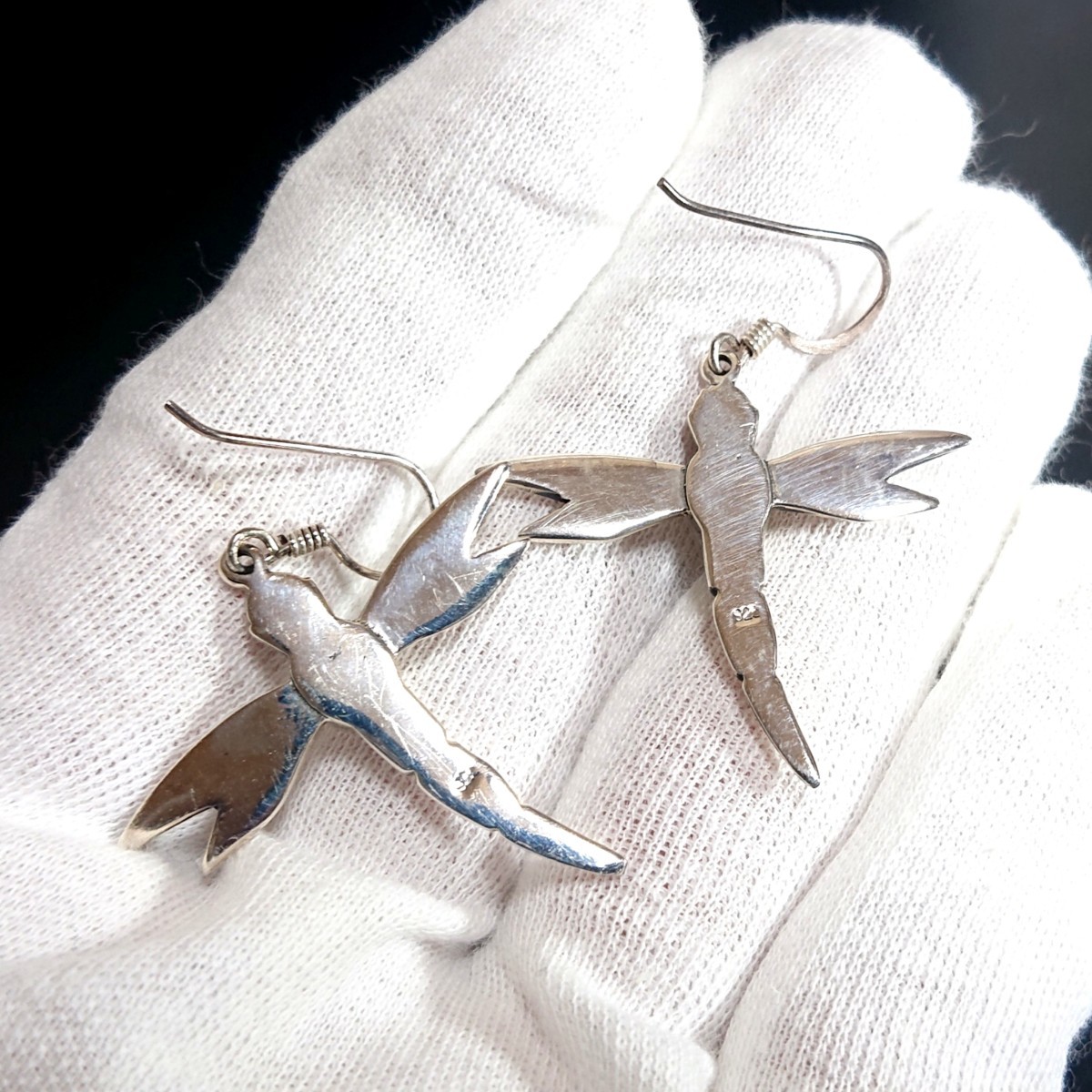 4117 SILVER925 オパール 蜻蛉ピアス シルバー925 天然石 トンボ とんぼ フック レインボー シラー 生物 昆蟲 アンティーク ノスタルジック