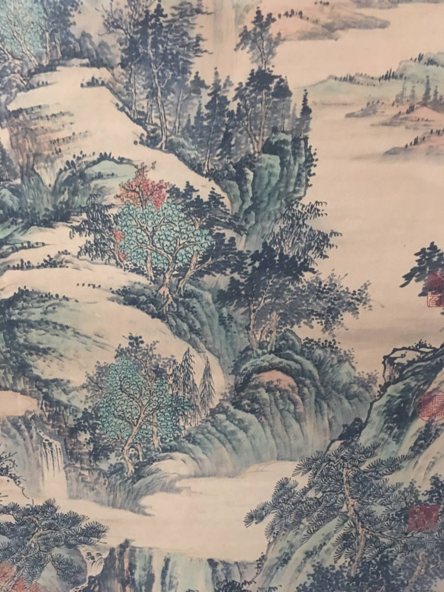 真作・中国書画・四尺中堂画・明代画家唐寅・宣紙・勤讀好學画』肉筆紙