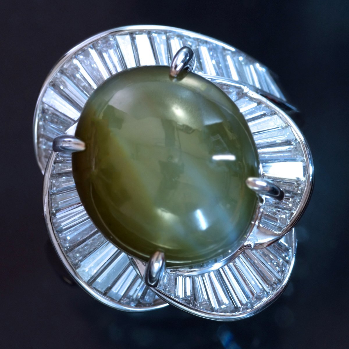F3278 クリソベリルキャッツアイ15.501ct 天然絶品ダイヤモンド