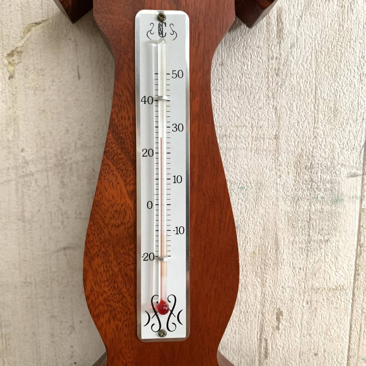 ▼エンペックス 気象計 温度計・気圧計・湿度計 壁掛け 木製 ブラウン 雑貨 インテリア アンティーク EMPEX RAINFAIR _画像3