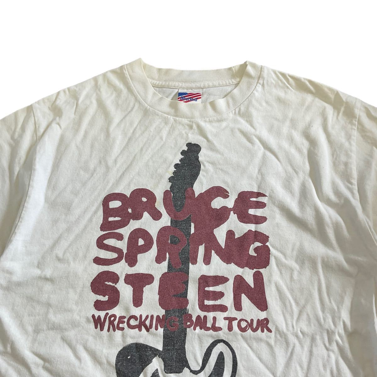 BRUCE SPRING STEEN ホワイトM 半袖 Tシャツ ブルース スプリングスティーン 2012年 ツアー USA ギター バンド ロック バンT_画像2