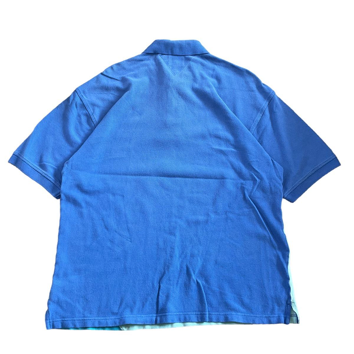 90s TOMMY HILFIGER XL 半袖 ポロシャツ ブルー ワンポイント 刺繍 半袖シャツ トミー ヒルフィガー ヴィンテージ_画像5
