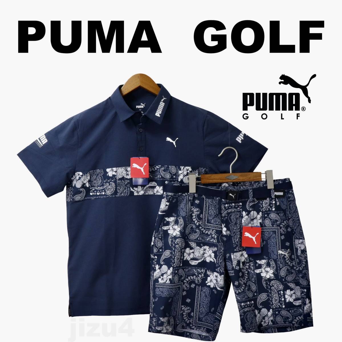 #[M] обычная цена 24,750 иен Puma Golf бандана рубашка-поло & шорты темно-синий #