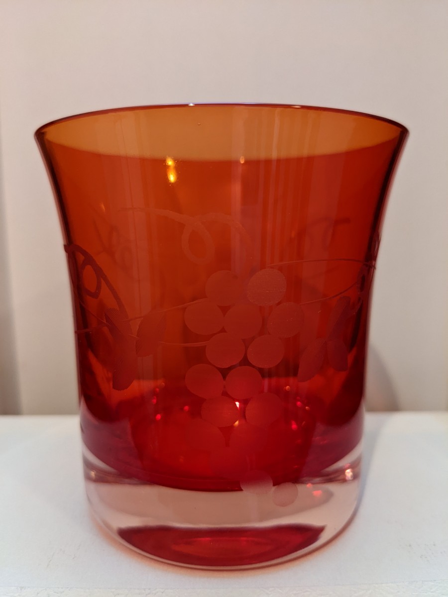江戸切子　グラス　２個　セット　葡萄の柄_画像4