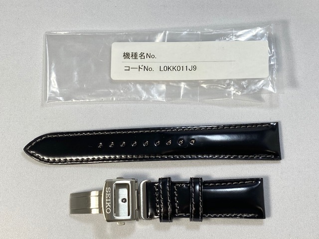 L0KK011J9 SEIKO プレザージュ 20mm 純正革ベルトバックル付 コードバン ブラック SARR001/5R65-0AP0用 ネコポス送料無料