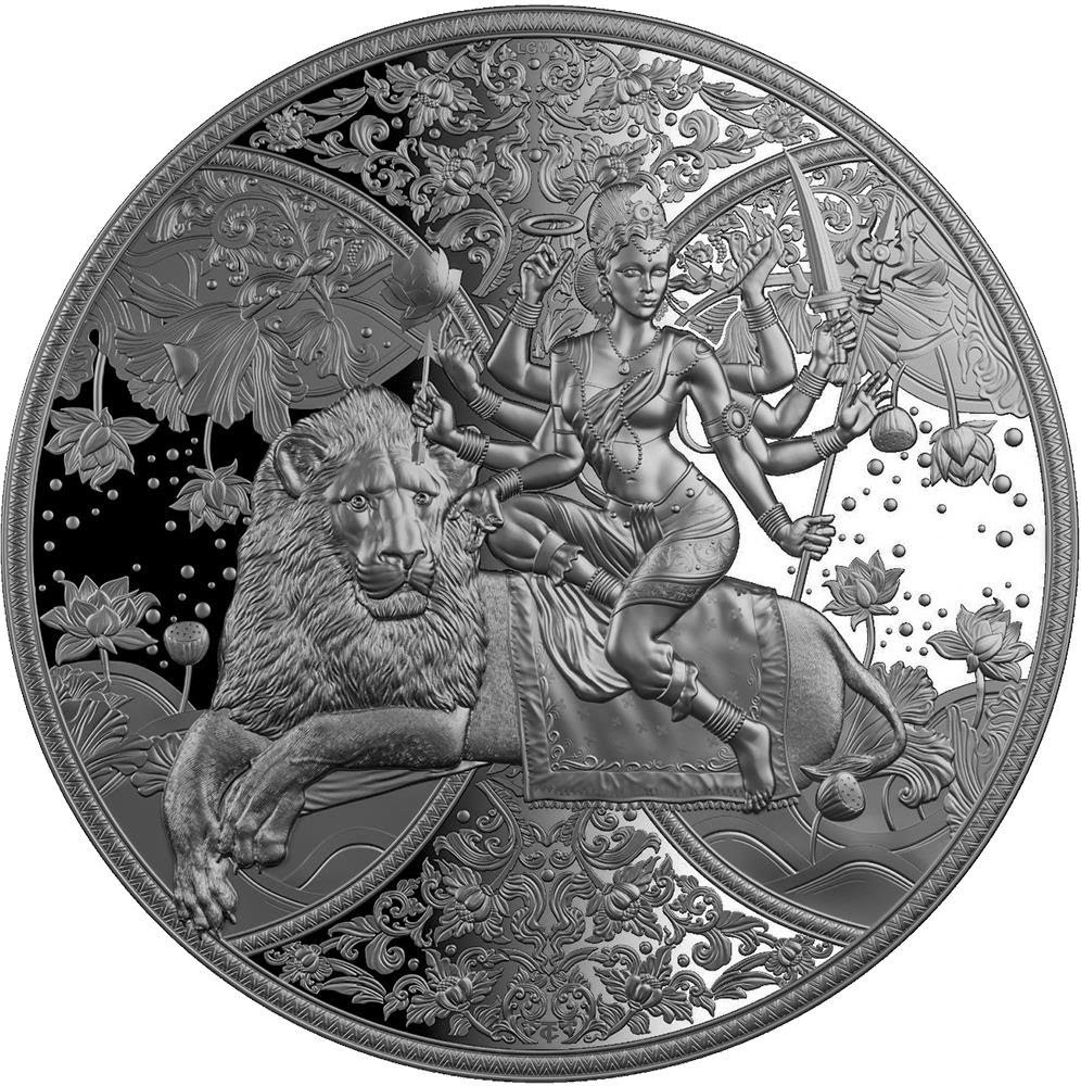 カメルーン 2023 ヒンズー教の戦いの女神 ドゥルガー 銀貨 BU 証明書付き