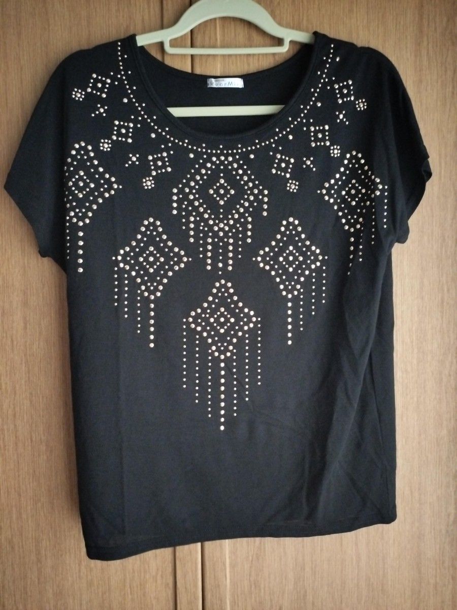 REORMIX トップス レディース カットソー tシャツ 半袖 黒 ブラック 美品 ビジュー