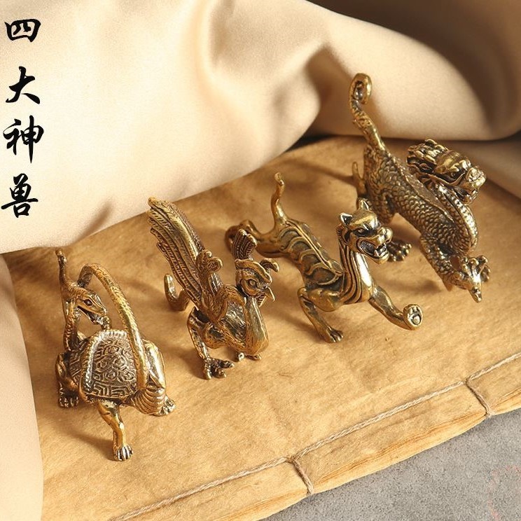 4点セット 四神獣 四獣 四神 青龍 朱雀 白虎 玄武 真鍮 風水 魔 4点セット 四神獣 四獣 四神 青龍 朱雀 白虎 玄武 真鍮 風水 魔