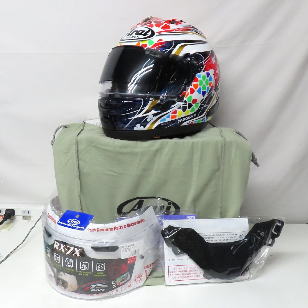 美品】【シールド2枚】Arai アライ RX-7X NAKAGAMI GP2 フルフェイス