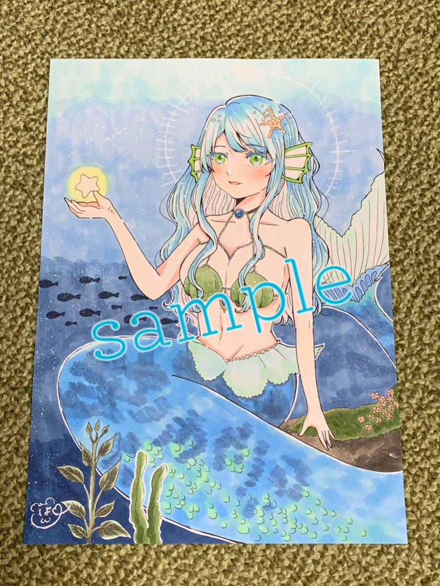 オリジナル手描きイラスト マーメイド 人魚女の子 827 B5 オリジナル手描きイラスト マーメイド 人魚女の子 827 B5