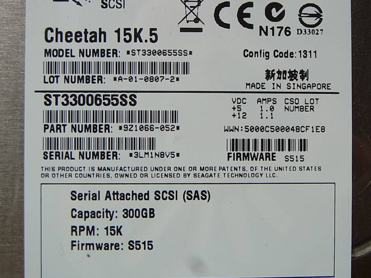 ■Seagate Cheetah 15K.5 ST3300655SS 300G SAS/DELL GP880/動作良好/14550時間 (SH727)_画像4