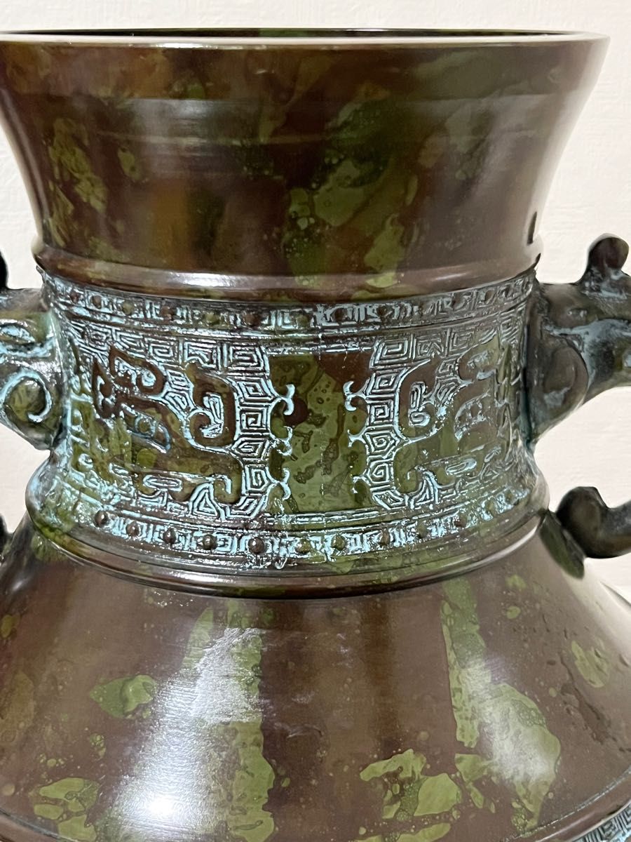 龍仙作 青銅 花瓶 鋳銅 高岡銅器 饕餮 獣耳 金属工芸|Yahoo 龍仙作 青銅 花瓶 鋳銅 高岡銅器 饕餮 獣耳 金属工芸|Yahoo