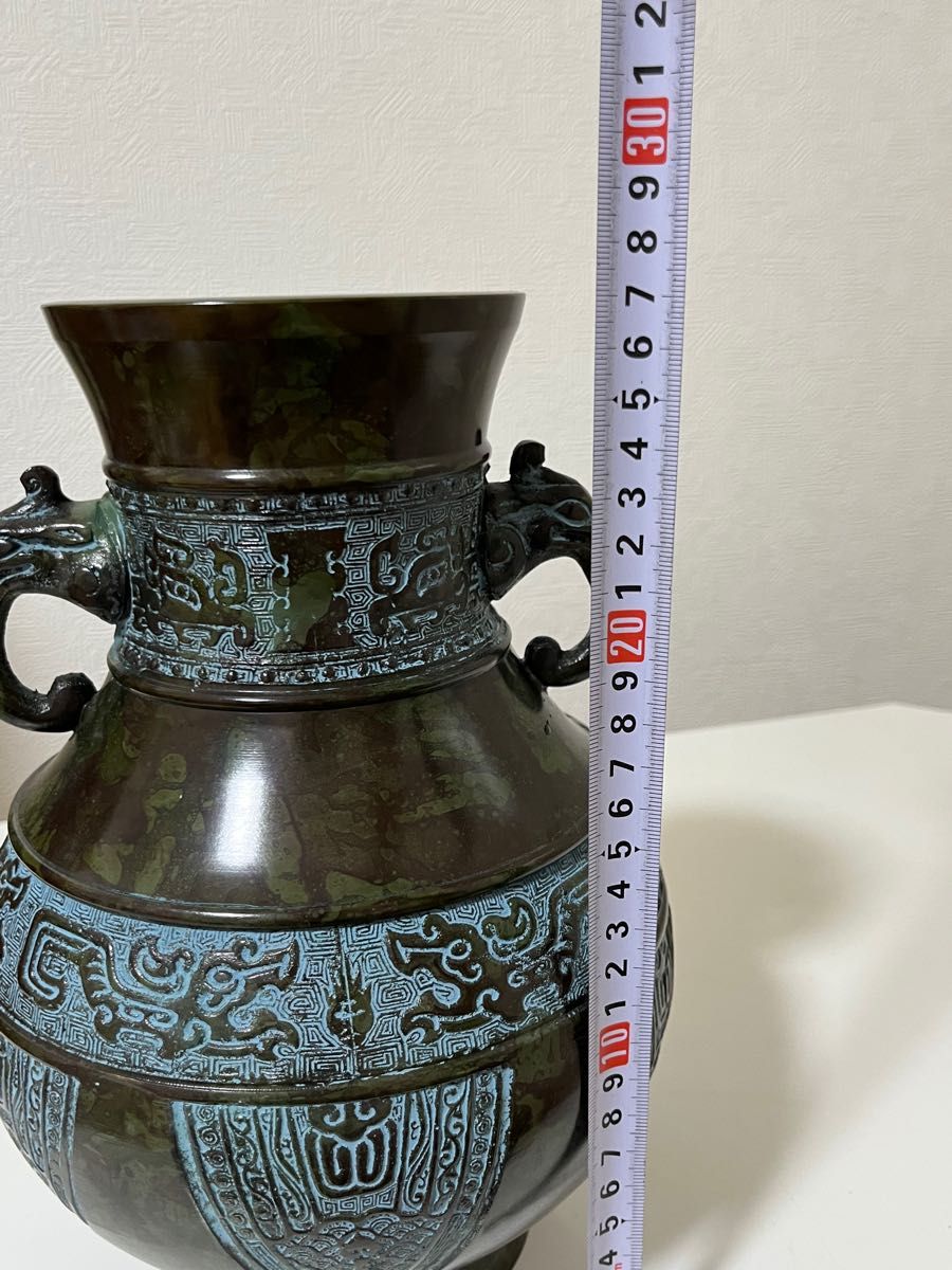 龍仙作 青銅 花瓶 鋳銅 高岡銅器 饕餮 獣耳 金属工芸|Yahoo 龍仙作 青銅 花瓶 鋳銅 高岡銅器 饕餮 獣耳 金属工芸|Yahoo