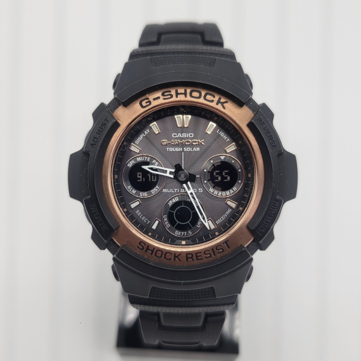 電波ソーラー【稼働品】CASIO G-SHOCK AWG-100BR アナデジ