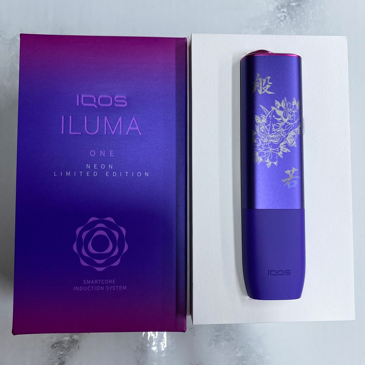 iQOS ILUMA ONE アイコス イルマ ワン 両面 レーザー加工 般若 菊 和柄 和彫り ネオン 紫 限定色 人気 カラー