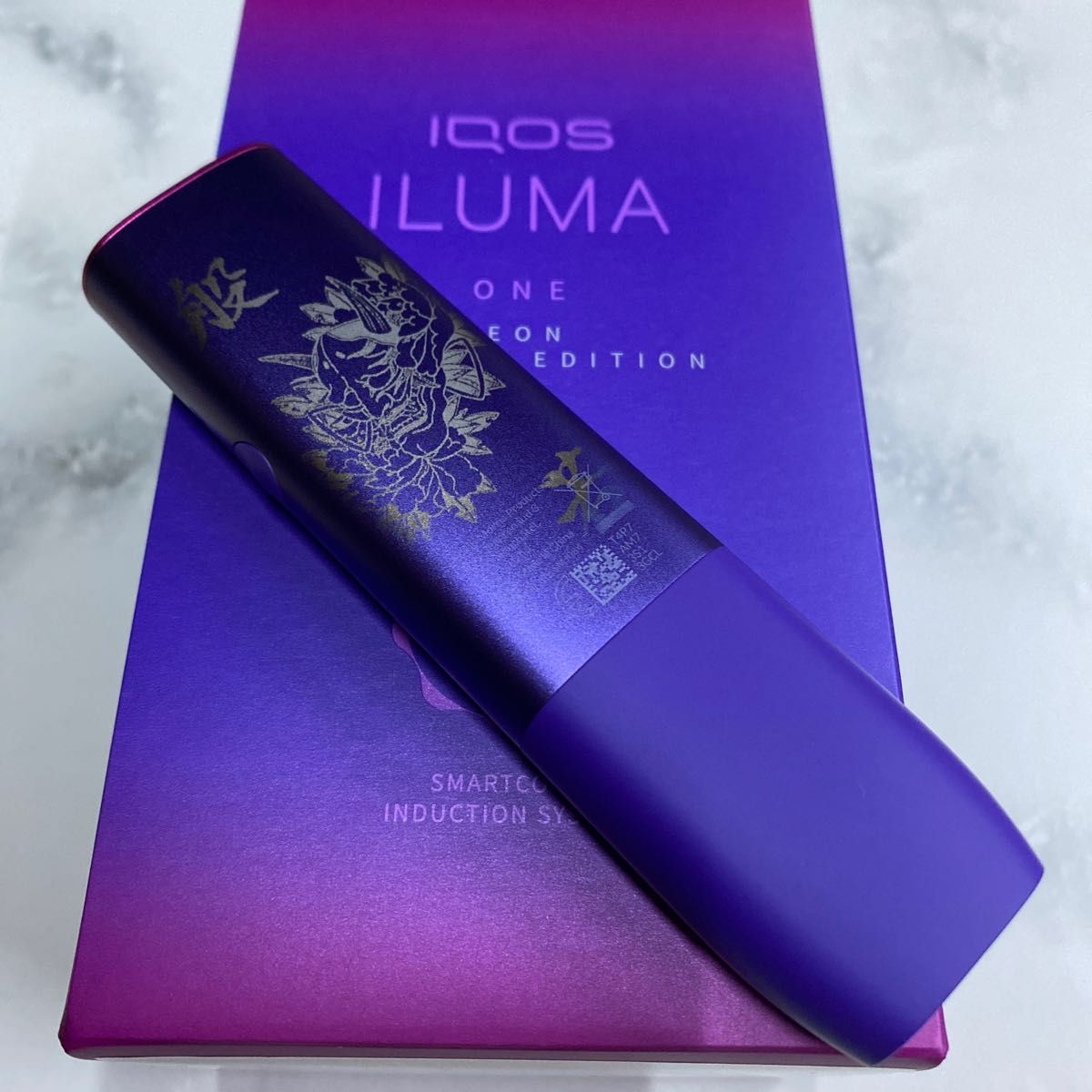 iQOS ILUMA ONE アイコス イルマ ワン 両面 レーザー加工 般若 菊 和柄 和彫り ネオン 紫 限定色 人気 カラー