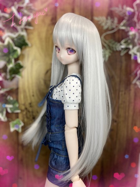 ●ドールウィッグ*ロングヘアー*シルバーアッシュ*9～9.5インチ（MDD DD SD SmartDollなど）●doll wig*dollwig●_画像3