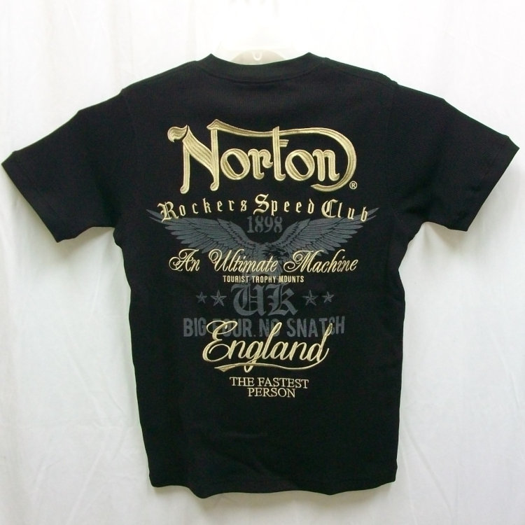 ノートン Norton 刺繍ワッフル半袖Tシャツ 232N1009 ブラック XXL 3L 2XL アメカジ バイカー ロッカーズ サーマル
