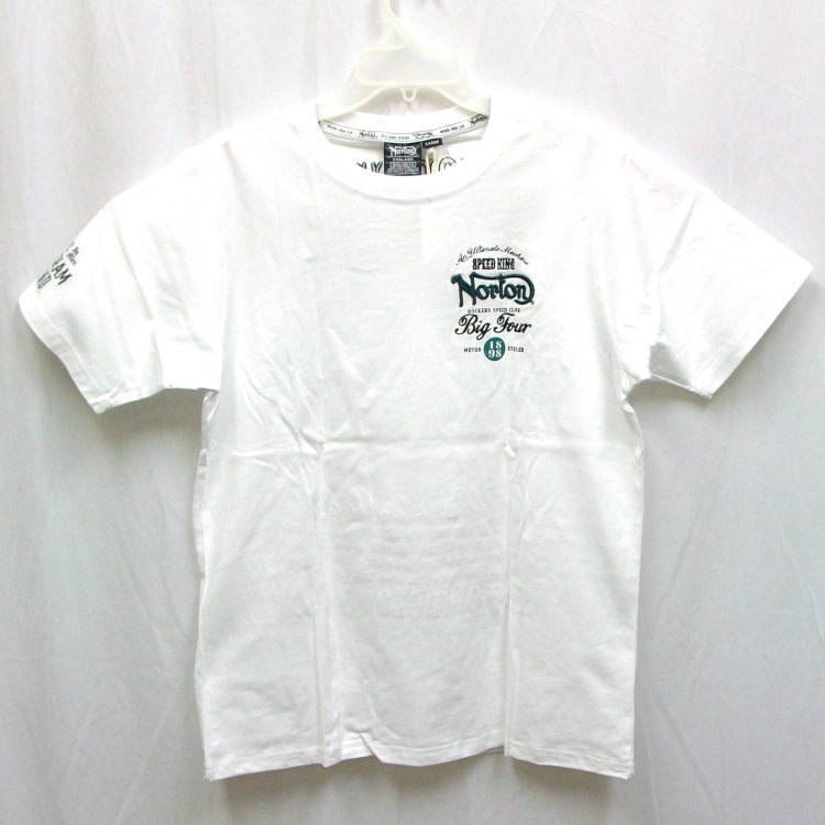 ノートン Norton ドッグライダーパッセージ刺繍半袖Tシャツ 232N1011 ホワイト XL LL 2L アメカジ バイカー ロッカーズ バイク 犬_画像2