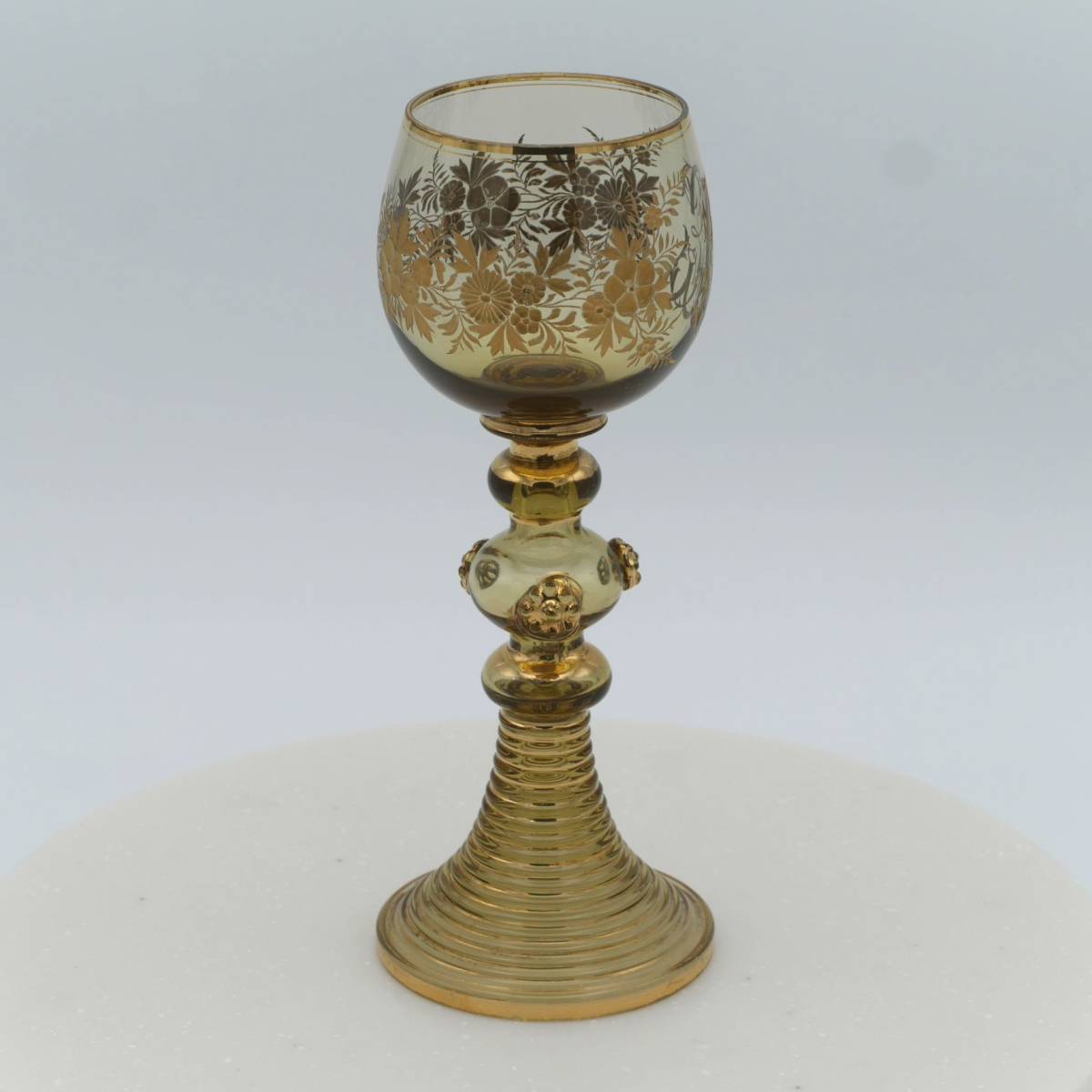 ドイツ 金エナメル彩ルーマースタイル ワイングラス 19C, Gold Colored Roemer Wine Glass, Germany 19C