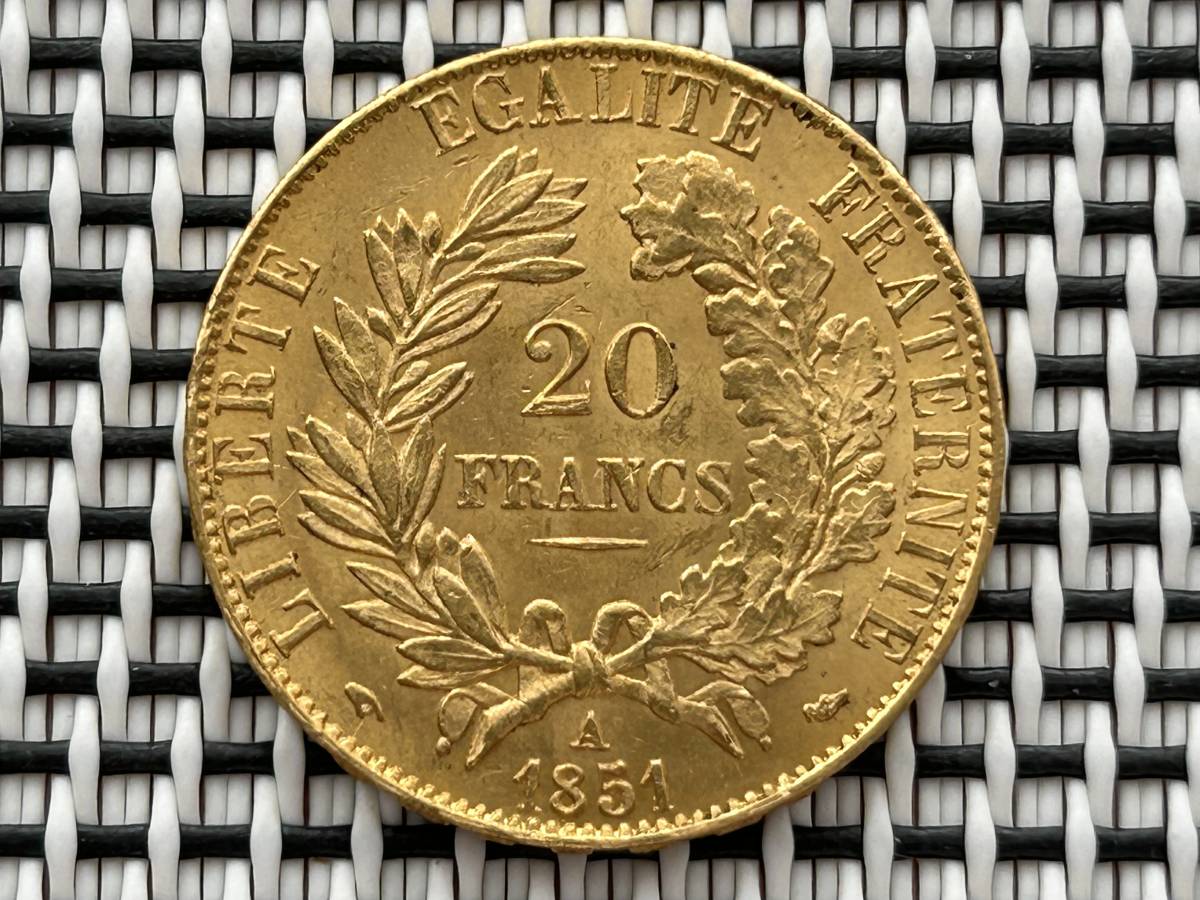 フランス・1851・20フラン金貨・セレス【UNC】_画像2