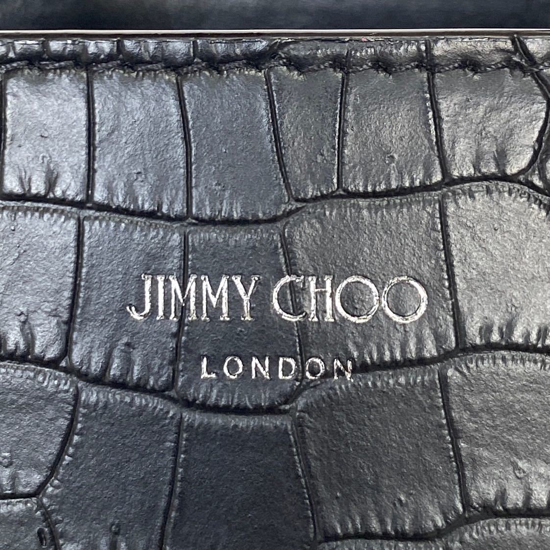 未使用級 定価186,580円 JIMMY CHOO ジミーチュウ PEGASI/S クロコ型押し 黒 ブラック 2WAY ハンドバッグ トートバッグ ショルダー レザー_画像7