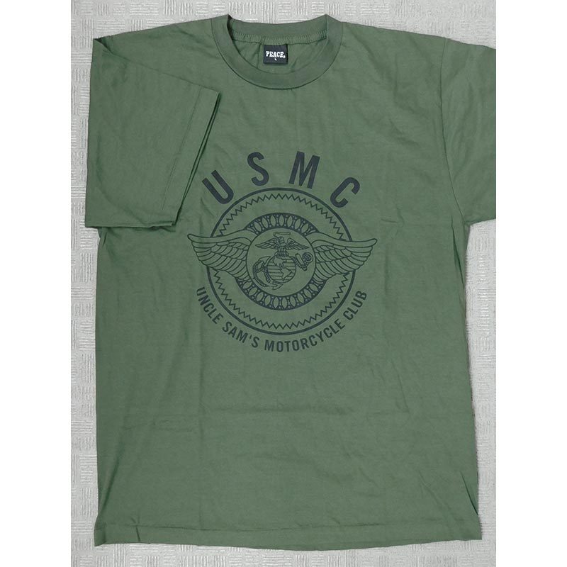 米海兵隊「USMC UNCLE SAM'S MOTORCYCLE CLUB」Tシャツ・LARGE・未使用品・即決／モーターサイクル,クラブ,バイク,ハーレーダビッドソンの画像1