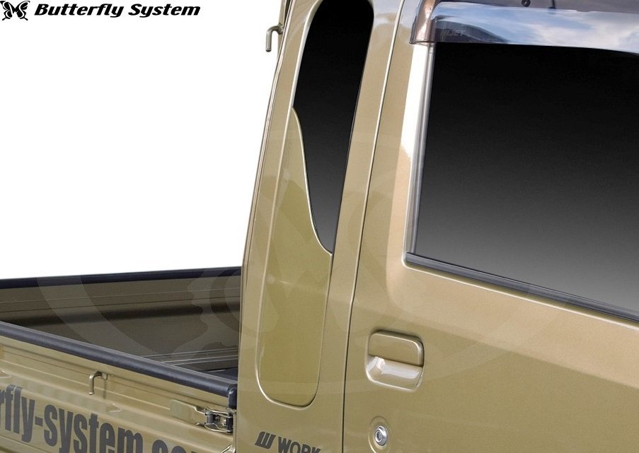 【M’s】 ハイゼットトラック 前期 S500P 2WD S510P 4WD 2014.09-2021.11 Butterfly System GLANZ FLAP サイドウィンドゥカバー 未塗装_画像1