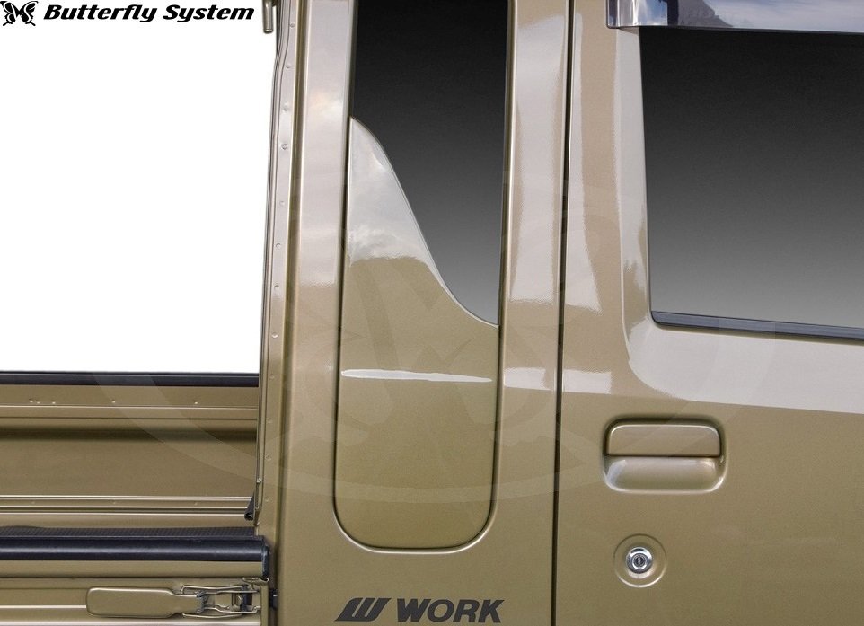 【M’s】 ハイゼットトラック 前期 S500P 2WD S510P 4WD 2014.09-2021.11 Butterfly System GLANZ FLAP サイドウィンドゥカバー 未塗装_画像2