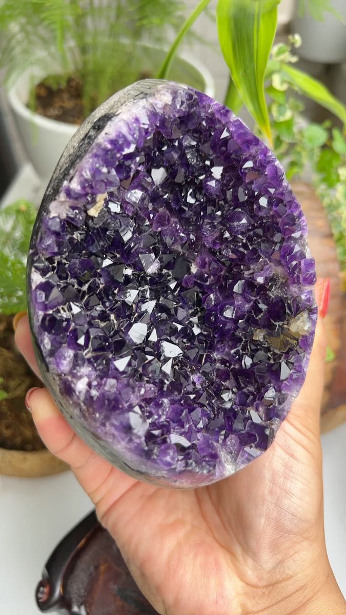 超綺麗 希少 ウルグアイ高品質アメジストエッグ 極濃紫原石天然石