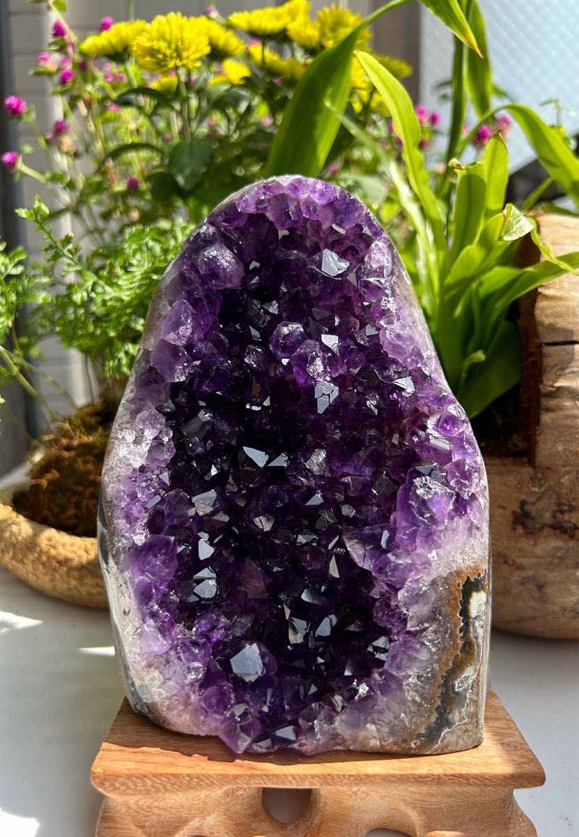 超綺麗 高品質 ウルグアイ産アメジストドームクラスター 濃紫 天然石 原石-
