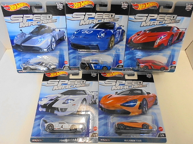 sm Hotwheelsスピードマシーン ホットウィール ミニカー 5台セット ポルシェ マクラーレン パガーニ フォードGT ランボルギーニ_画像1