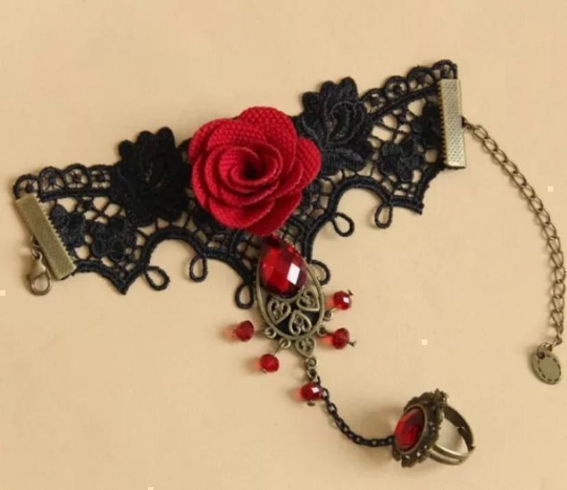65* новый товар не использовался * женский браслет кольцо Gothic and Lolita Лолита meido медсестра ba колено костюмы симпатичный модный роза роза 