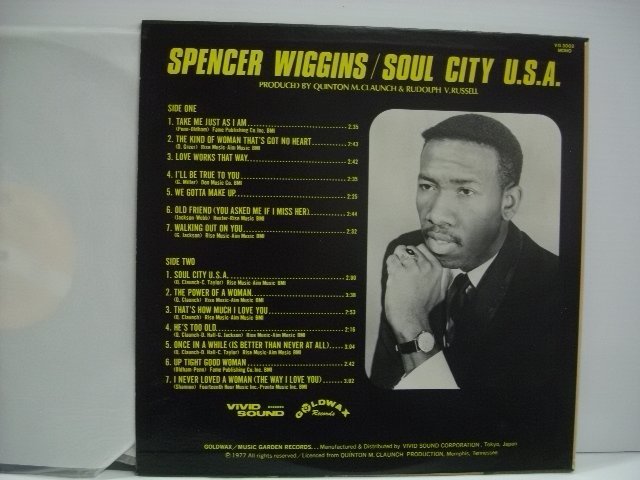 [LP] SPENCER WIGGINS スペンサー・ウィギンス / SOUL CITY U.S.A. ソウル・シティ U.S.A. 国内盤 ViViD SOUND VG-3002 ◇r50929_画像2