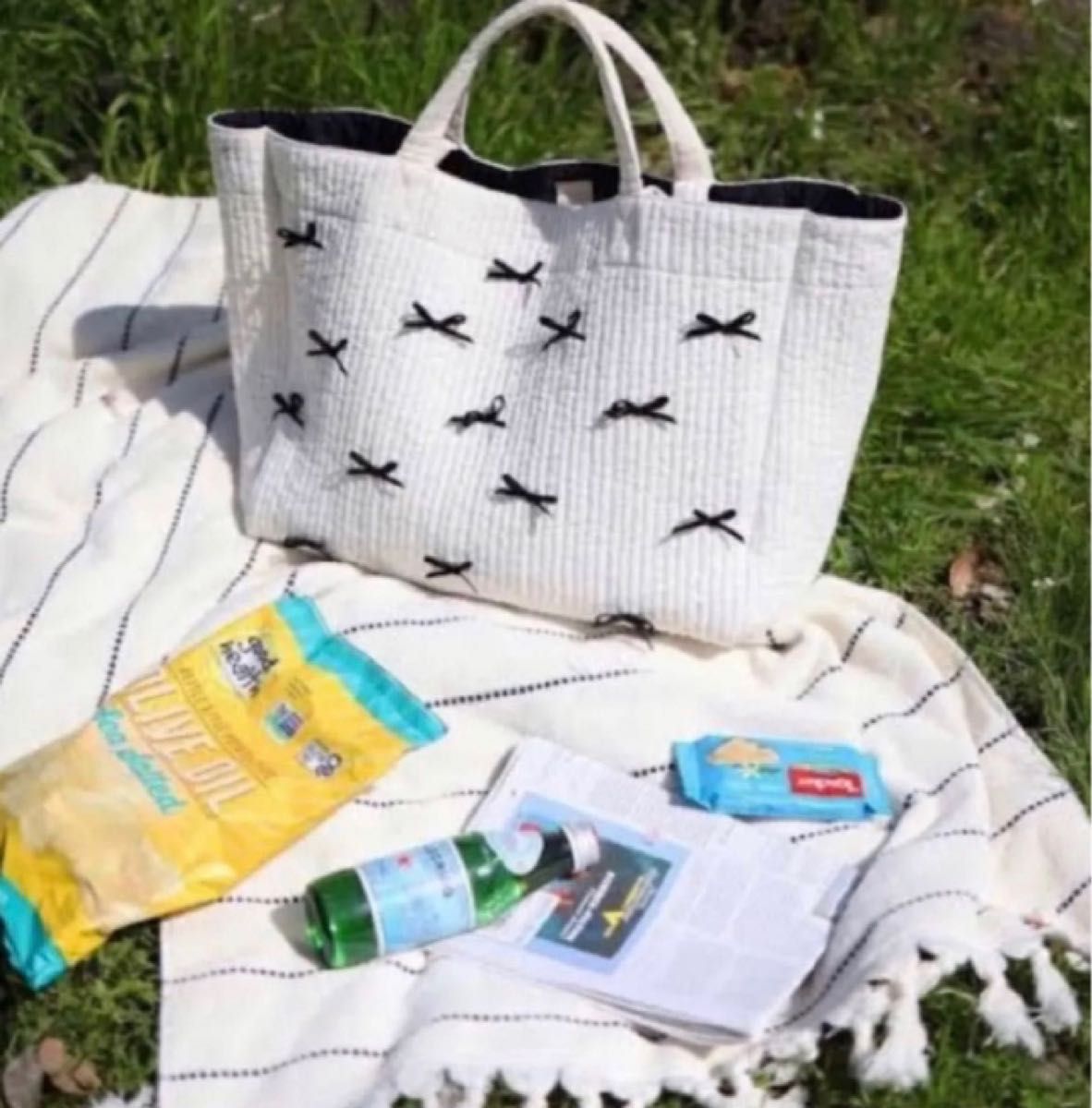 ァイターアワード Gypsohila picnic bag M ジプソフィア リボンバッグ