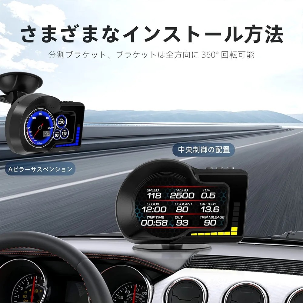 HUD head up display OBD2+GPS both sides correspondence F15 in-vehicle speed meter interface switch tachometer RPM